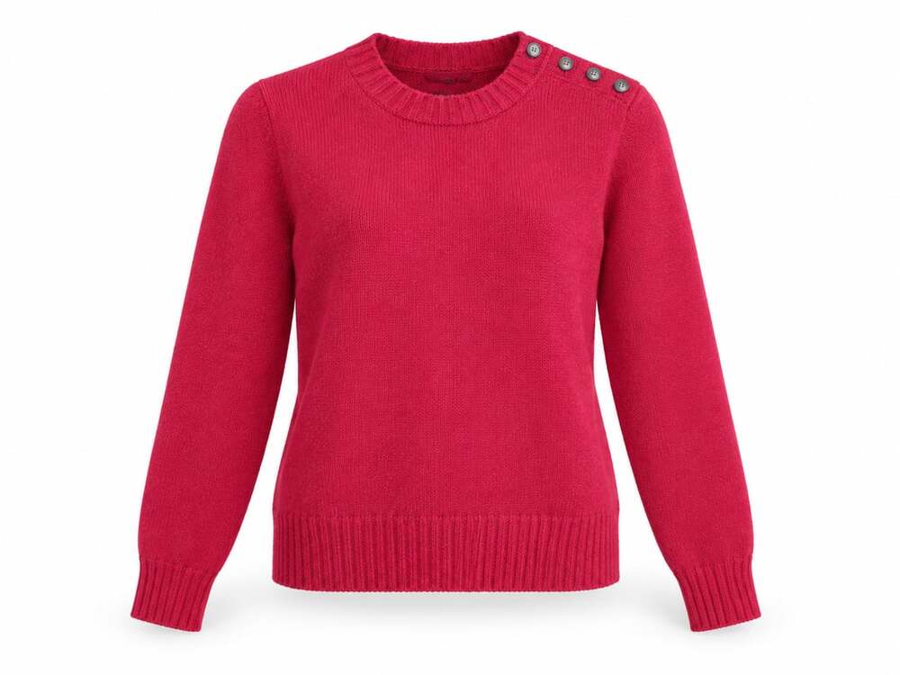 J.Crew Button-Shoulder Crewneck Sweater in Pink Wool Blend XS